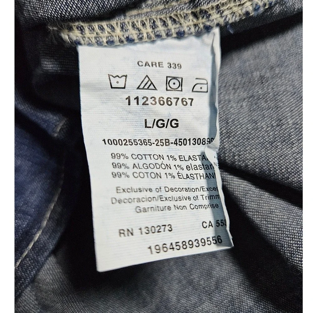 Wrangler Large Blue Five Star Premium Denim Western Pearl Snap Shirt